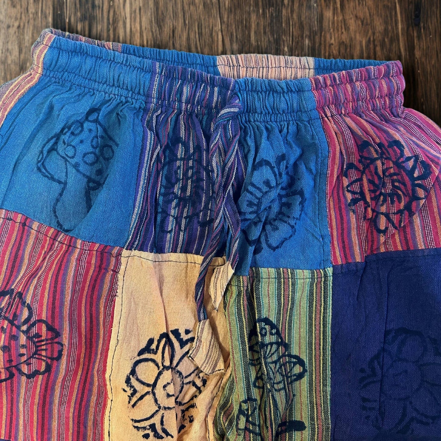 Patchwork Pants – Nomad Sari Collection: Nomad Sari Pants -Green Tones (105x127cm) S/M