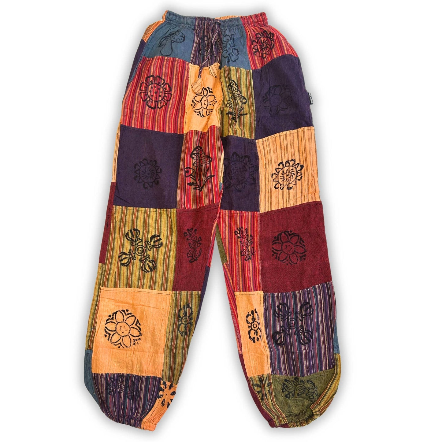 Patchwork Pants – Nomad Sari Collection: Nomad Sari Pants -Green Tones (105x127cm) S/M
