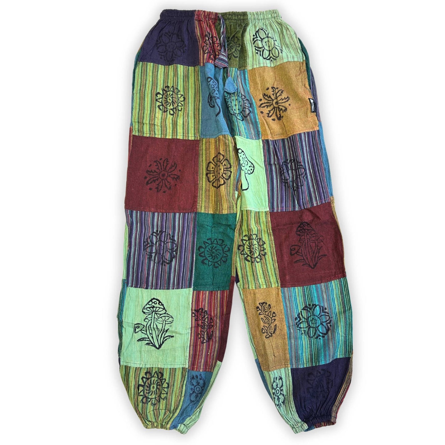 Patchwork Pants – Nomad Sari Collection: Nomad Sari Pants -Green Tones (105x127cm) S/M