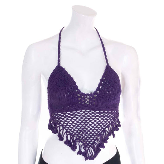 Tassel Crochet Bralette Top: Turquoise