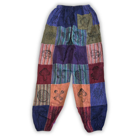 Patchwork Pants – Nomad Sari Collection: Nomad Sari Pants - Purple Tones (110x120cm) L/XL