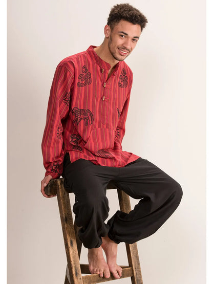 Stonewashed Cotton Stripe Shirt, Kangaroo Pocket