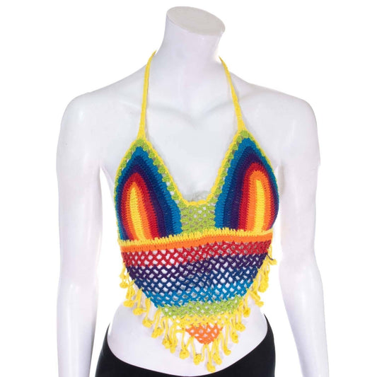 Tassel Crochet Bralette Top: Rainbow