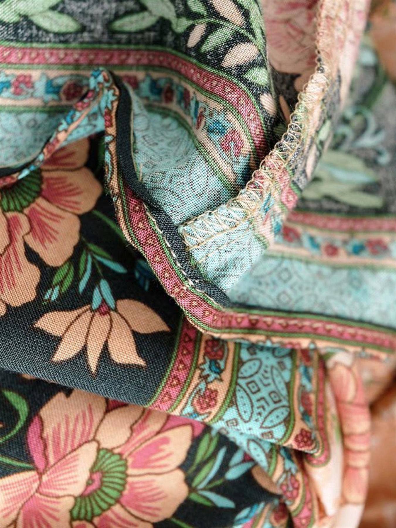 Summer Mini Dress In Peach & Green Floral: 8