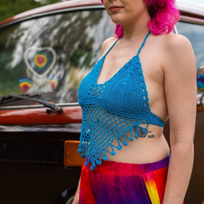 Tassel Crochet Bralette Top: Rainbow