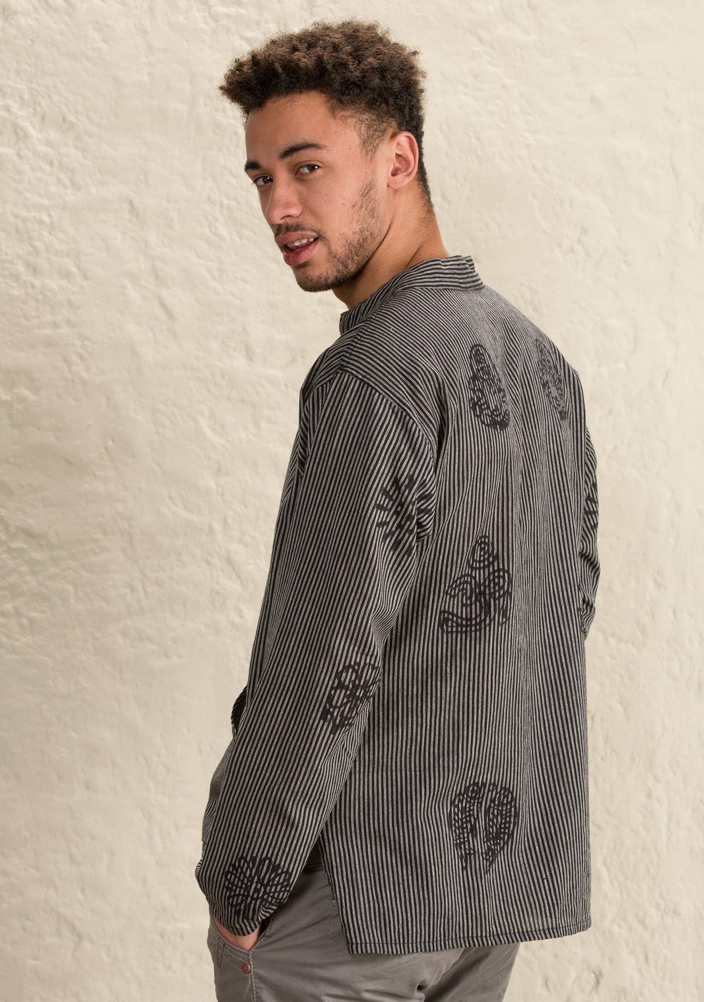 Stonewashed Cotton Stripe Shirt, Kangaroo Pocket