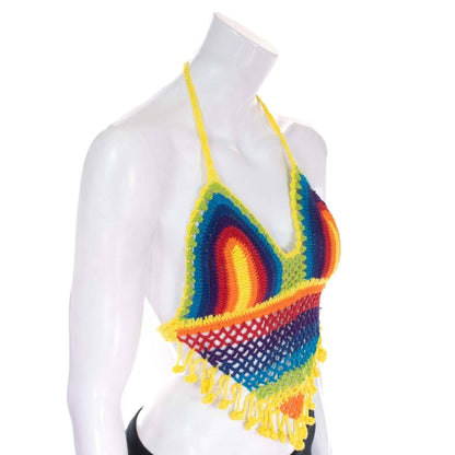 Tassel Crochet Bralette Top: Rainbow