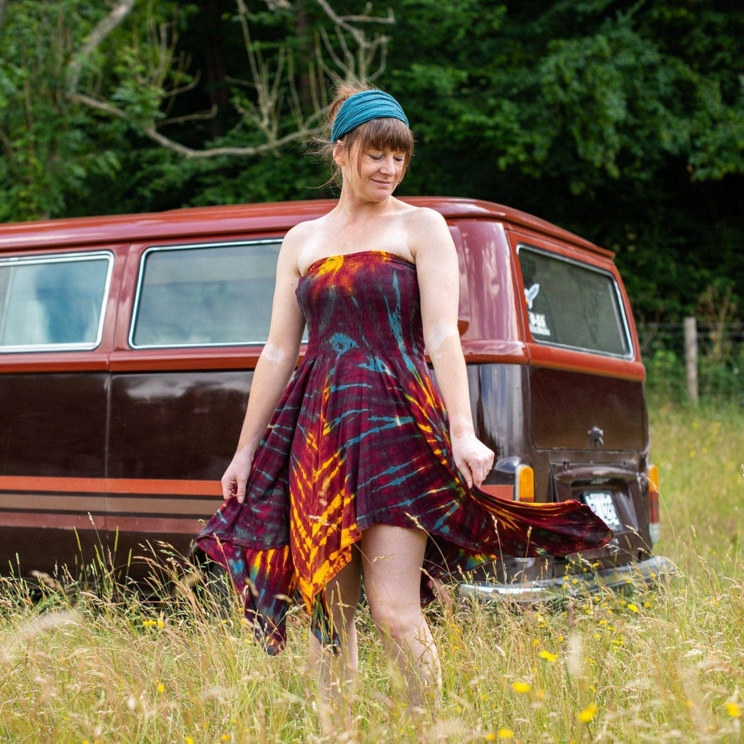 Tie Dye Festival Pixie Dress Skirt: Purple