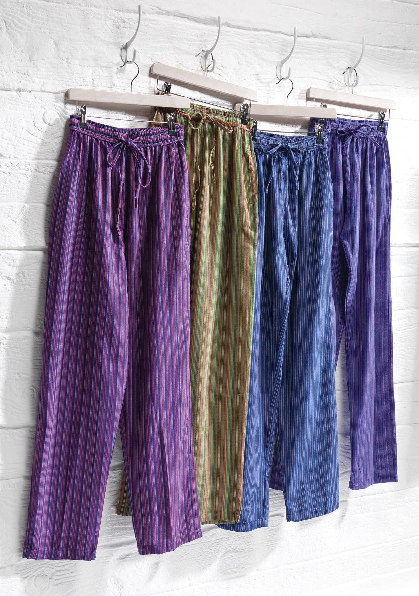 Unisex Cotton Stripe Trousers: Large (L)